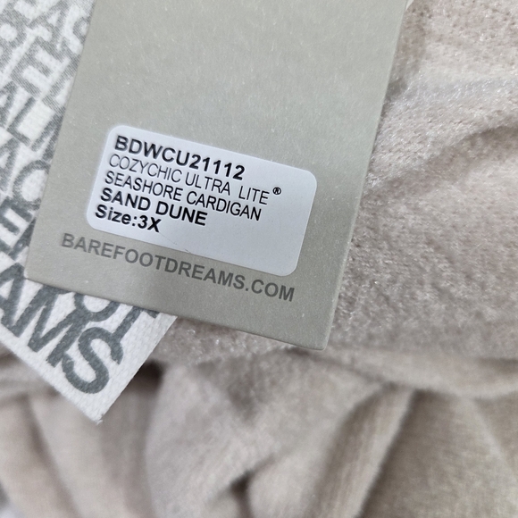NWT Barefoot Dreams CozyChic Ultra Lite Hooded Seashore Cardigan 3X Sand Dune - Picture 11 of 13
